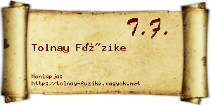 Tolnay Füzike névjegykártya